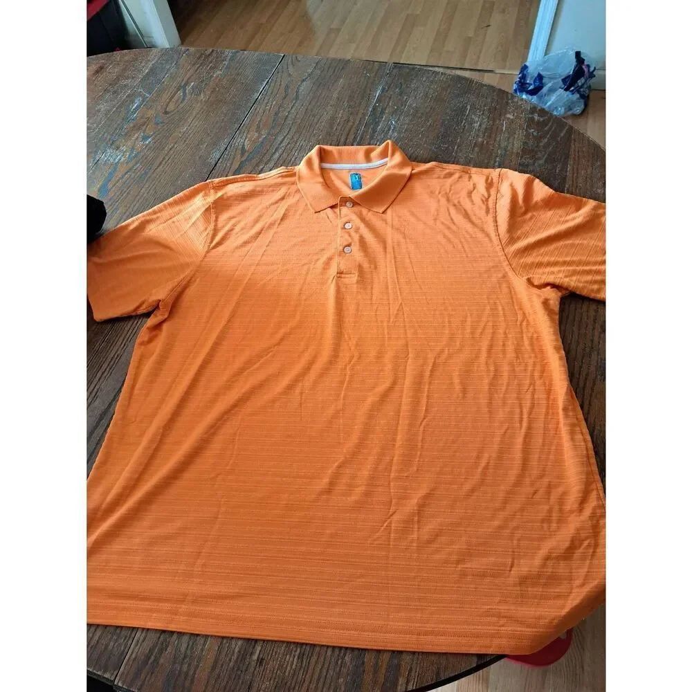 XXL PGA Tour Orange Short Sleeve Pullover 3 Button Textur Golf Casual Polo Shirt